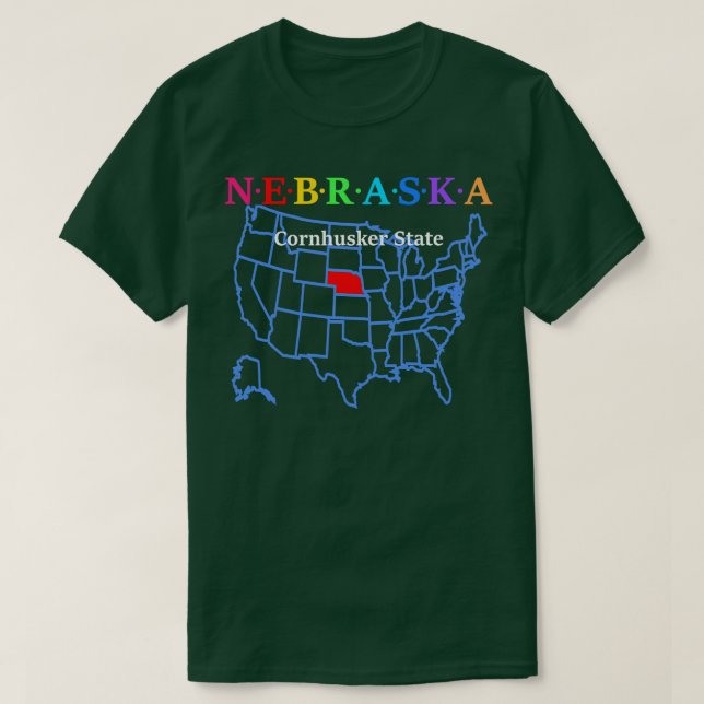 Camiseta Nebraska Estados Unidos Cornhusker State con mapa (Diseño del anverso)