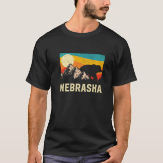 Camiseta Nebraska Nature Wild Bear Retro Senderismo Sunset