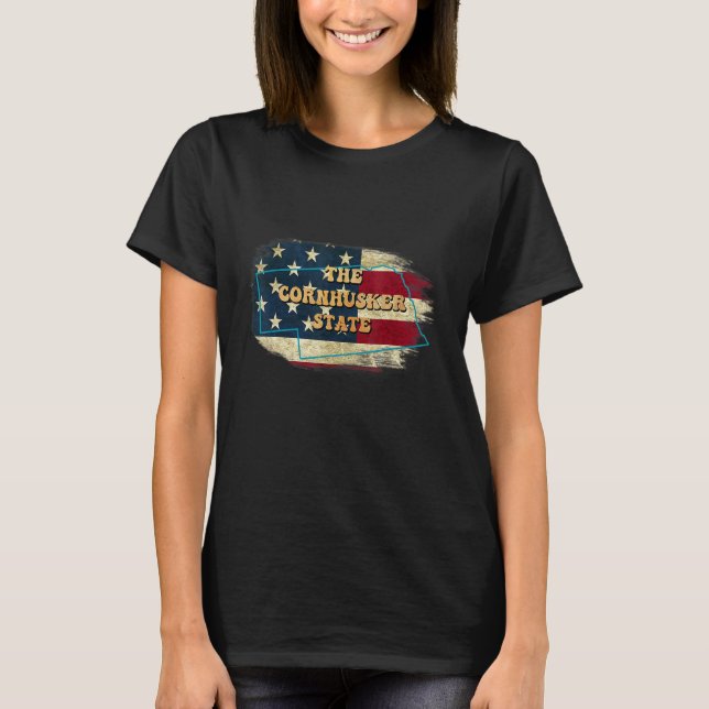 Camiseta Nebraska Ne Us Flag Motto (Anverso)