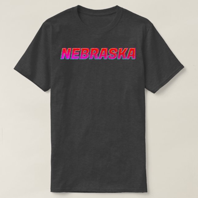 Camiseta Nebraska Neon Textos Rótulo Typografía Esquema1 (Diseño del anverso)