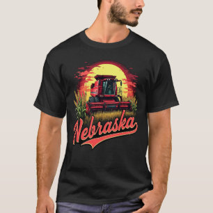 Camiseta Nebraska Sunrise Farm Red Combine Corn Tee