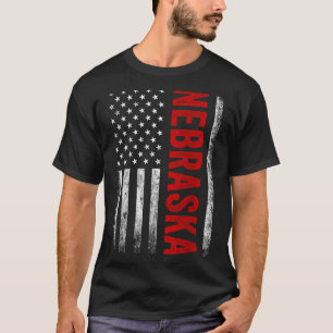 Camiseta Nebraska Vintage Estadounidense Bandera Retro Para
