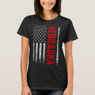Camiseta Nebraska Vintage Estadounidense Bandera Retro Para