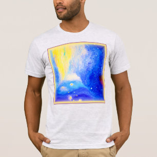 Camiseta Nebula Estrellas azul, amarillo y blanco lechoso. 