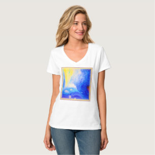 Camiseta Nebula Estrellas azul, amarillo y blanco lechoso.