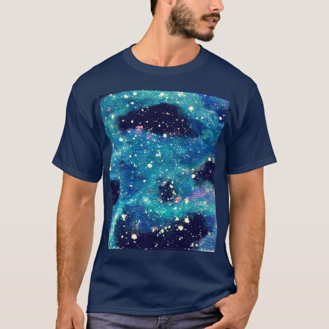 Camiseta Nebulosa verde azulada y estrellas (Anverso)