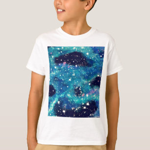 Camiseta Nebulosa verde azulada y estrellas