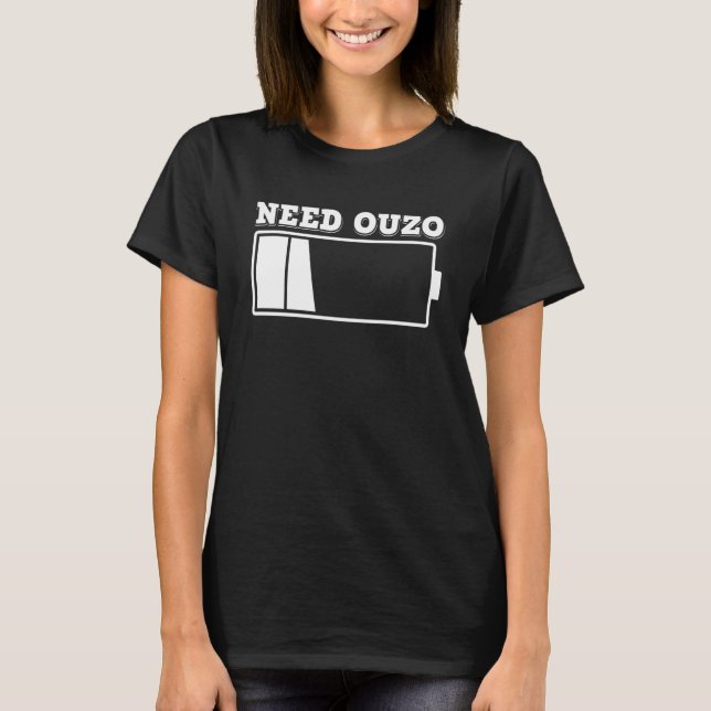 Camiseta Necesidad de Ouzo Sin recarga de batería con verde (Anverso)
