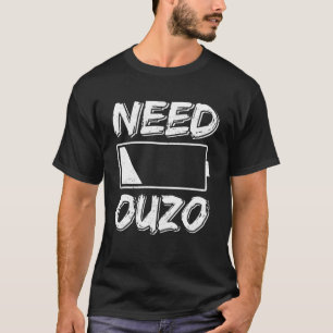 Camiseta Necesidad de Ouzo Sin recarga de batería con verde