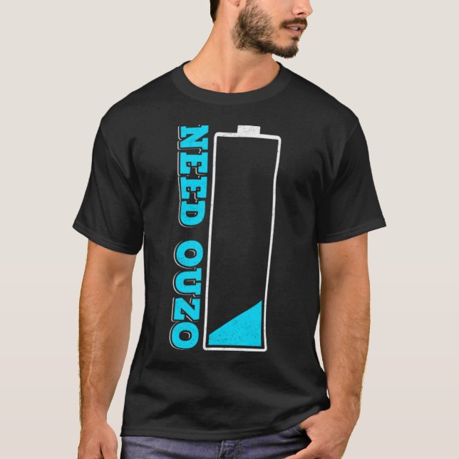 Camiseta Necesidad de Ouzo Sin recarga de batería con verde (Anverso)