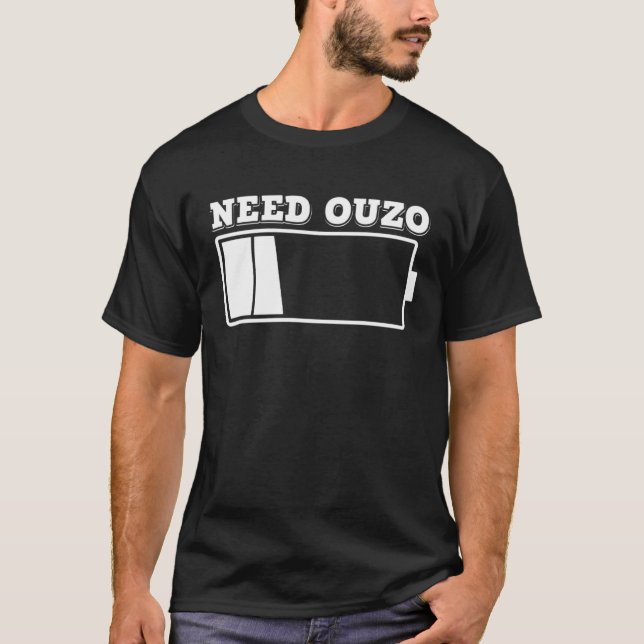 Camiseta Necesidad de Ouzo Sin recarga de batería con verde (Anverso)