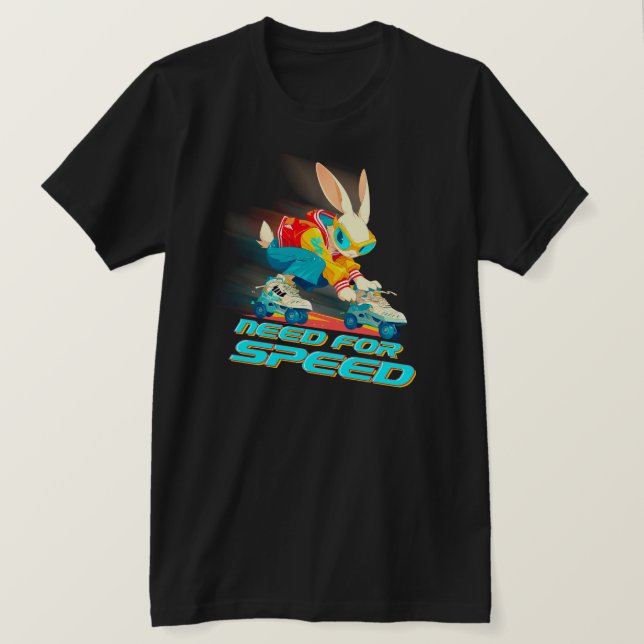 Camiseta Necesidad de velocidad - Conejo de patinaje sobre  (Anverso del diseño)