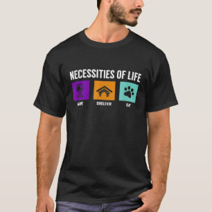 Camiseta Necesidades de la vida vino refugio gato