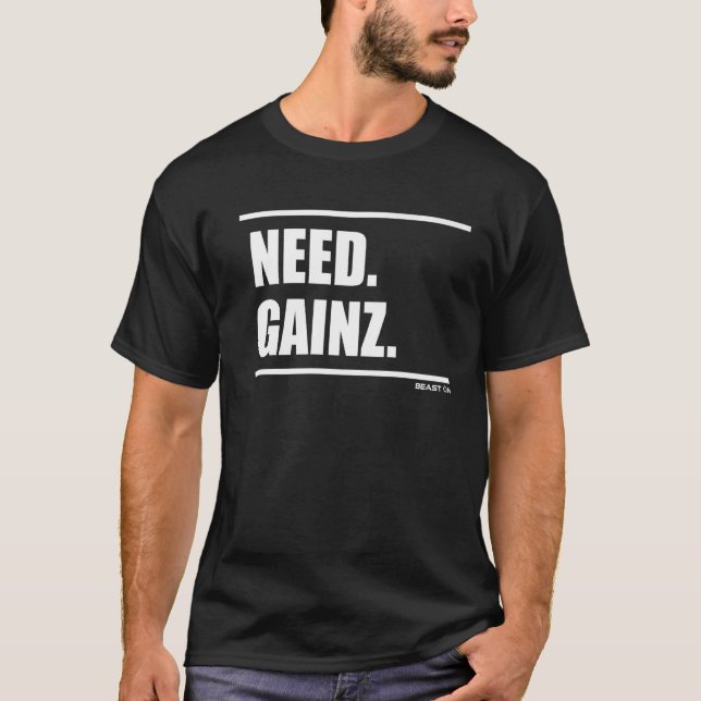 Camiseta Necesita Gainz Gains Bodybuilding Sports Gym Fitne (Anverso)