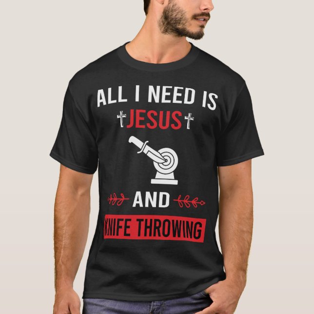 Camiseta Necesito a Jesus Knife Lanzando Cuchillos (Anverso)
