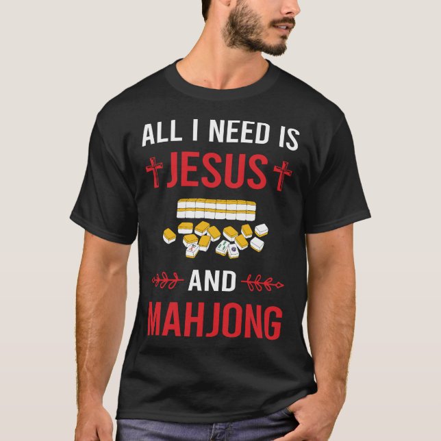 Camiseta Necesito a Jesus Mahjong Majong Mah Jong Mah Jongg (Anverso)