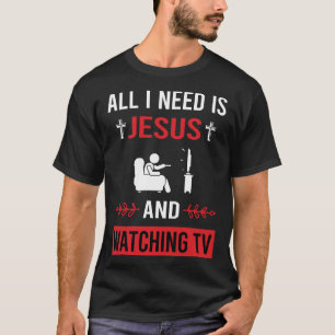 Camiseta Necesito a Jesús viendo la televisión