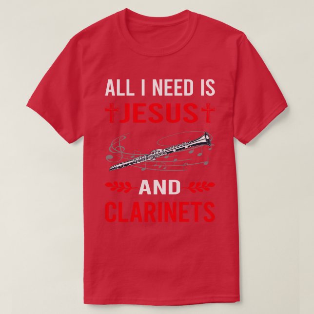 Camiseta Necesito A Jesús Y A Clarinet (Diseño del anverso)