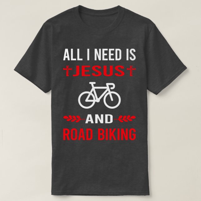Camiseta Necesito A Jesús Y A La Bicicleta Por Carretera (Diseño del anverso)