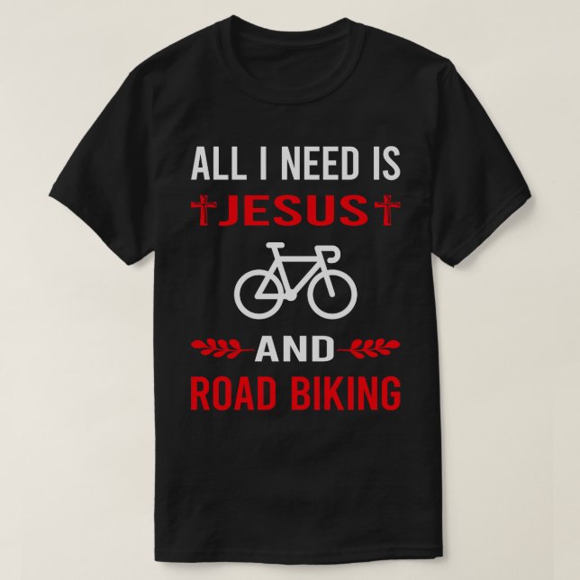 Camiseta Necesito A Jesús Y A La Bicicleta Por Carretera (Diseño del anverso)