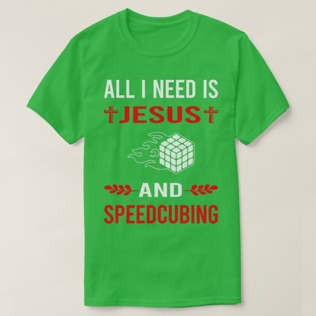 Camiseta Necesito A Jesús Y A Speedcubing Speedcuber (Diseño del anverso)