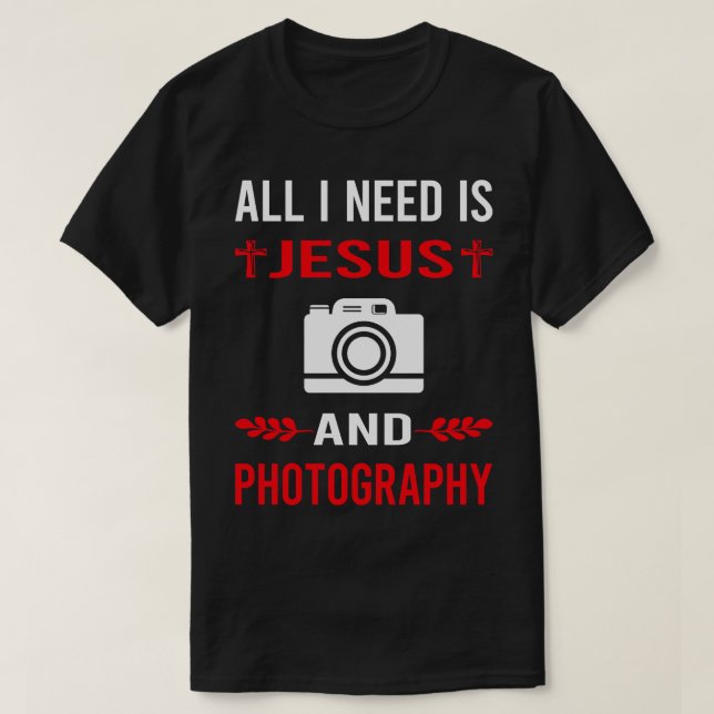 Camiseta Necesito A Jesús Y Cámara Fotográfica (Diseño del anverso)