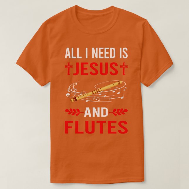 Camiseta Necesito A Jesús Y Flauta (Diseño del anverso)