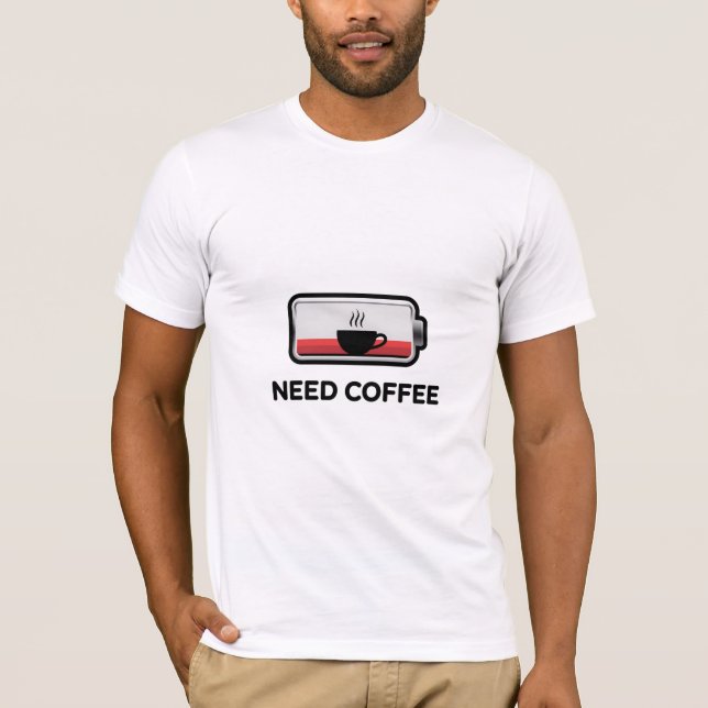 Camiseta Necesito Café - Batería Baja (Anverso)