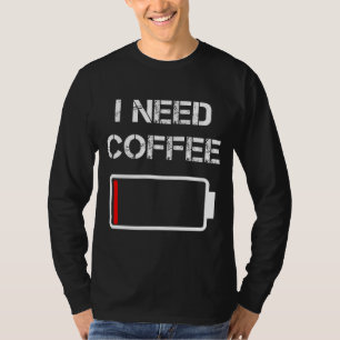 Camiseta Necesito café, cucharas de café divertidas, frijol