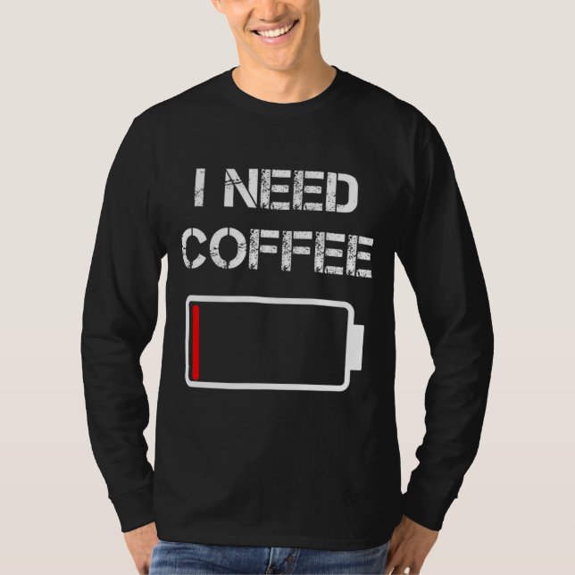 Camiseta Necesito café, cucharas de café divertidas, frijol (Anverso)
