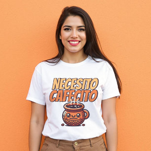 Camiseta Necesito Cafecito Cute Café Café Español