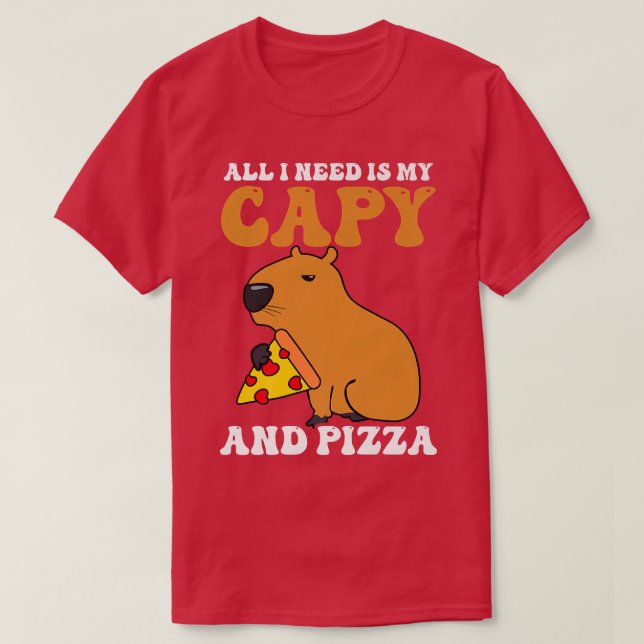 Camiseta Necesito Capy y Pizza Diseño Capibara  (Diseño del anverso)