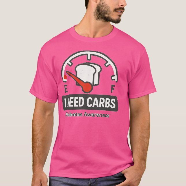 Camiseta NECESITO DE CARBS Diabetes Sensibilización (Anverso)