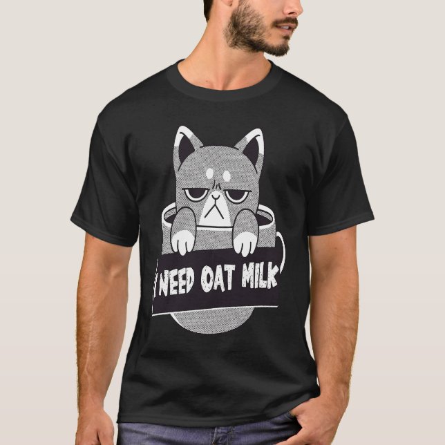 Camiseta Necesito gato de leche de avena (Anverso)