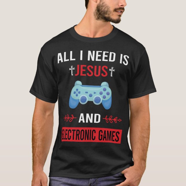 Camiseta Necesito juegos electrónicos de Jesús (Anverso)