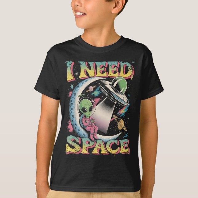 Camiseta Necesito la astronomía espacial Alien Retro (Anverso)