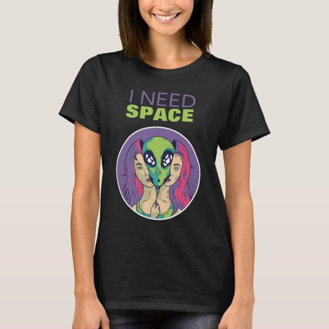 Camiseta Necesito la distancia social divertida de Alien In (Anverso)