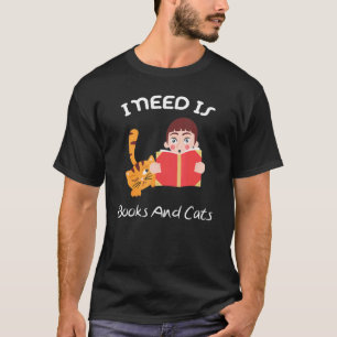 Camiseta Necesito Libros Y Gatos Animales De Gatos Cutos 1