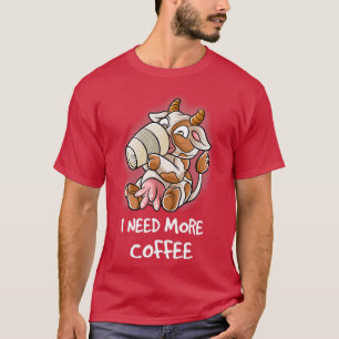 Camiseta Necesito Más Café En Mi Cafeína Mug Funny Cow Fa