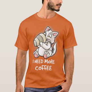 Camiseta Necesito Más Café En Mi Cafeína Mug Gatos Gracioso