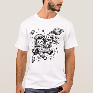 Camiseta Necesito Más Espacio Gato Astronauta Divertido