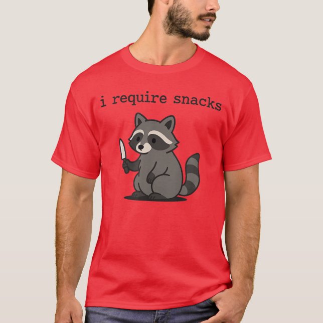 Camiseta Necesito Snacks amigos Mapache (Anverso)