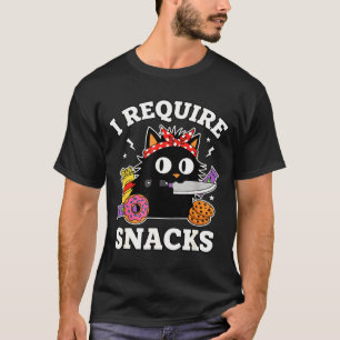 Camiseta Necesito Snacks Chistoso Gato Amante Meme Mamá Pap