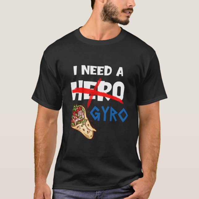 Camiseta Necesito un Gyro de comida con bandera griega Tzat (Anverso)