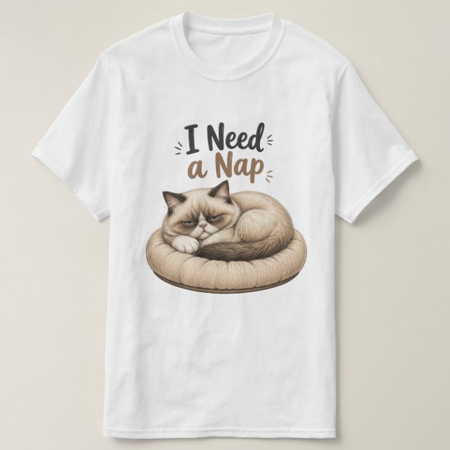 Camiseta Necesito una siesta – Colección Grumpy Cat (Diseño del anverso)