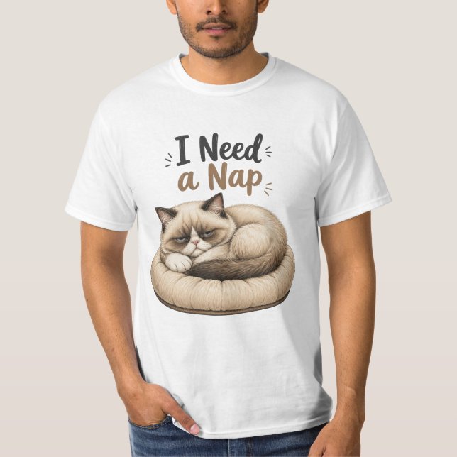 Camiseta Necesito una siesta – Colección Grumpy Cat (Anverso)