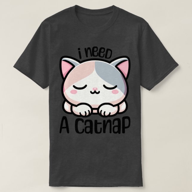 Camiseta Necesito una tarima de gatito dormido (Diseño del anverso)