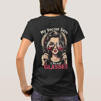 Camiseta Necesito Vino De Gafas, Regalo Por Su Lado Trasero