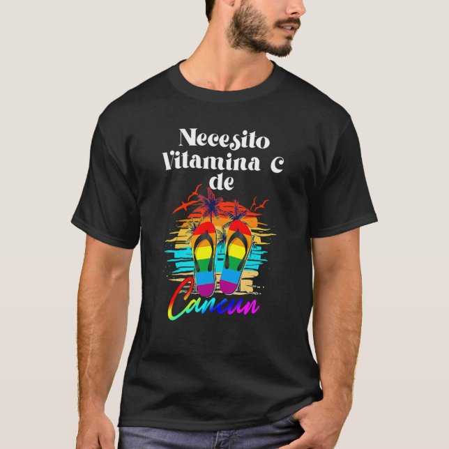 Camiseta Necesito Vitamina C Cancún México Vacaciones Matc (Anverso)