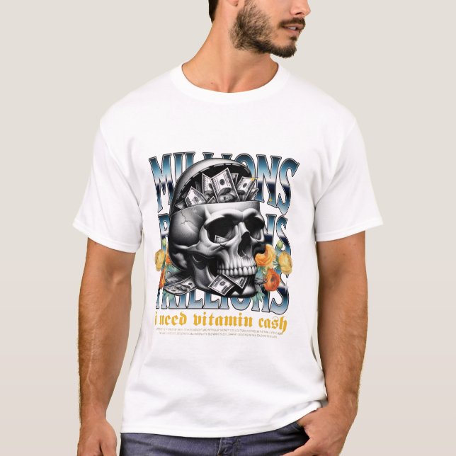 Camiseta 'Necesito Vitamina Dinero' – Hustle & Mon (Anverso)